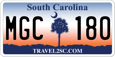SC license plate MGC180