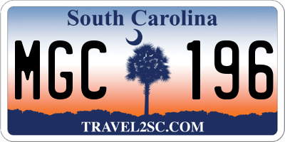 SC license plate MGC196