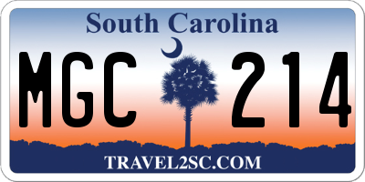 SC license plate MGC214