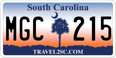 SC license plate MGC215