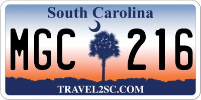 SC license plate MGC216