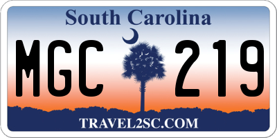 SC license plate MGC219