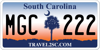 SC license plate MGC222