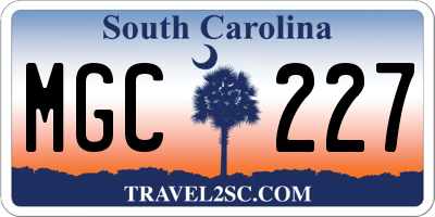 SC license plate MGC227