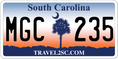 SC license plate MGC235