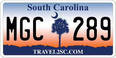 SC license plate MGC289