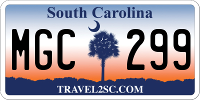 SC license plate MGC299