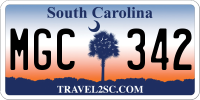 SC license plate MGC342