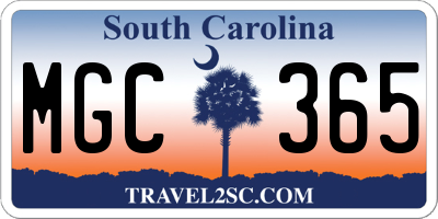 SC license plate MGC365
