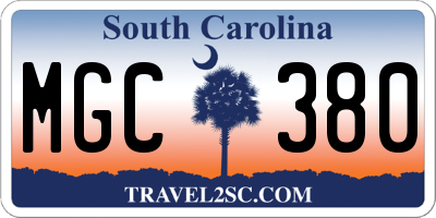SC license plate MGC380
