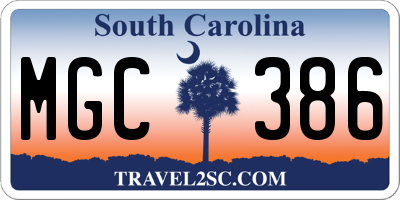 SC license plate MGC386