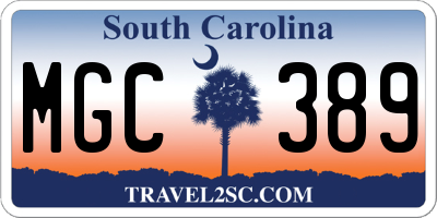 SC license plate MGC389