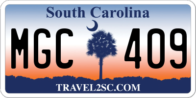 SC license plate MGC409