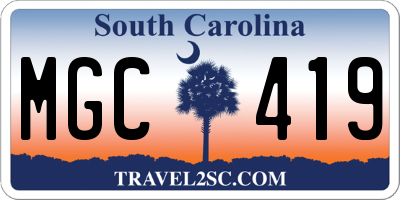 SC license plate MGC419