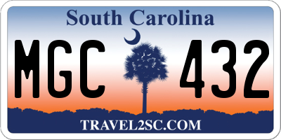 SC license plate MGC432