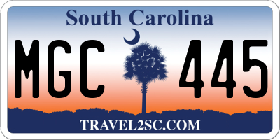 SC license plate MGC445