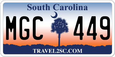 SC license plate MGC449