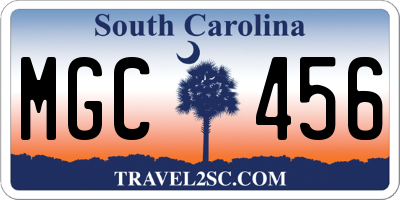 SC license plate MGC456