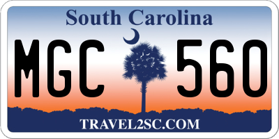 SC license plate MGC560