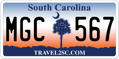 SC license plate MGC567