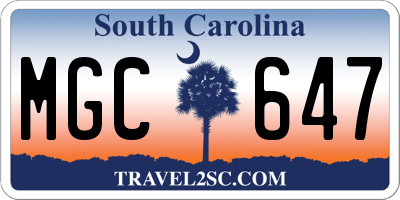 SC license plate MGC647