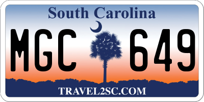 SC license plate MGC649