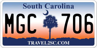 SC license plate MGC706
