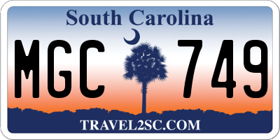 SC license plate MGC749