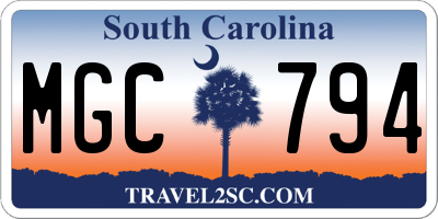 SC license plate MGC794