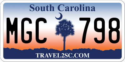 SC license plate MGC798