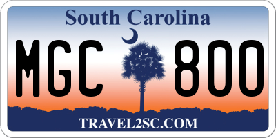 SC license plate MGC800