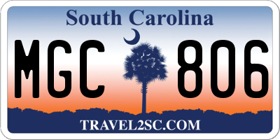 SC license plate MGC806