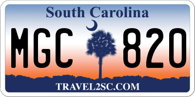 SC license plate MGC820