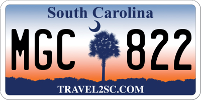 SC license plate MGC822
