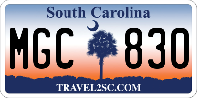 SC license plate MGC830