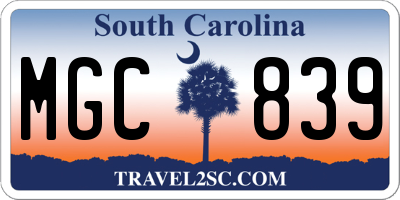 SC license plate MGC839