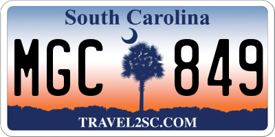 SC license plate MGC849