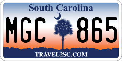 SC license plate MGC865