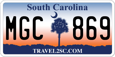 SC license plate MGC869