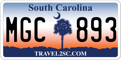 SC license plate MGC893