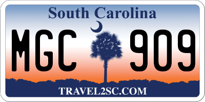 SC license plate MGC909