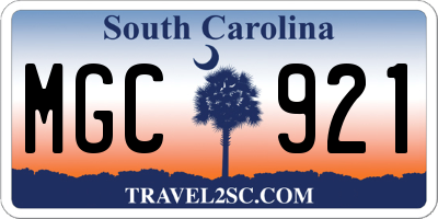 SC license plate MGC921
