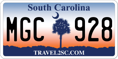 SC license plate MGC928