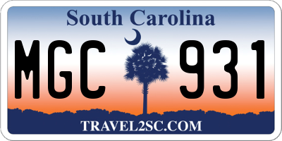 SC license plate MGC931
