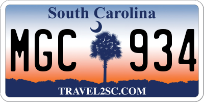 SC license plate MGC934