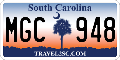 SC license plate MGC948