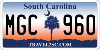 SC license plate MGC960