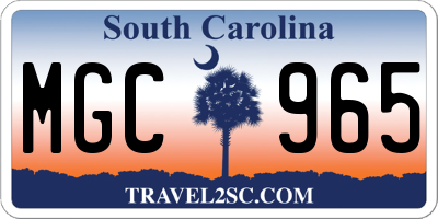 SC license plate MGC965