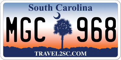 SC license plate MGC968