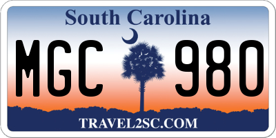 SC license plate MGC980